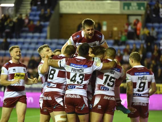 Wigan players celebrate