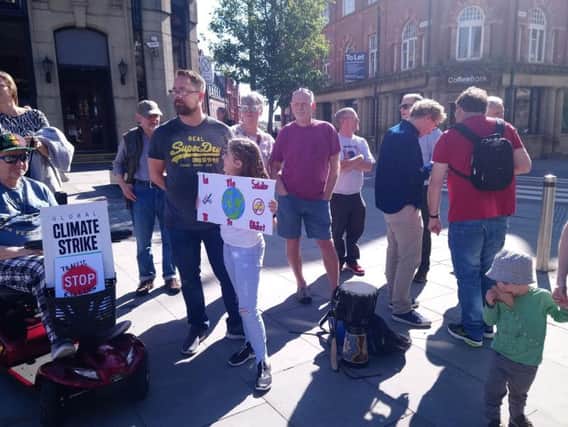 Climate change activists in Wigan town centre