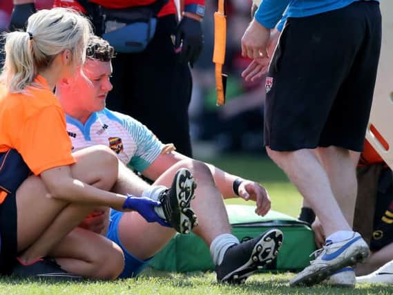 Callum Field broke his ankle playing for Dewsbury in June