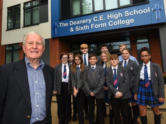 Holocaust survivor Harry Kessler pictured with Year Nine pupils at The Deanery High School, Wigan
