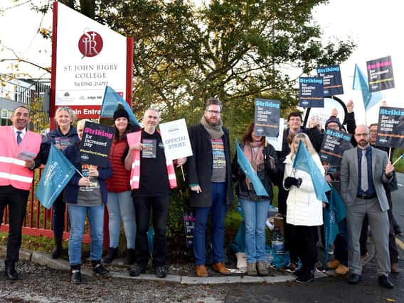 The picket line at St John Rigby College