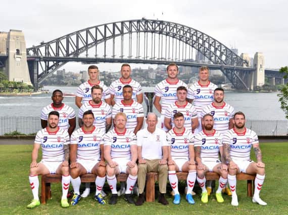 The England nines squad in Sydney