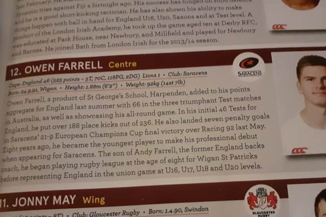 The programme article which didn't mention St John Fisher