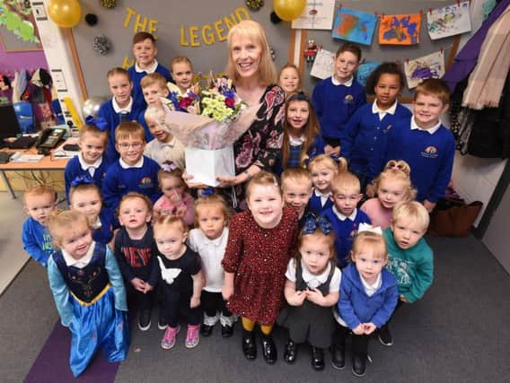 Christine Weaver says goodbye to pupils