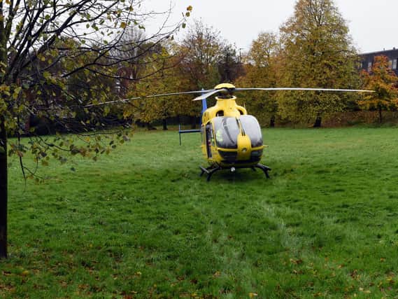 The air ambulance landed near Wigan Youth Zone