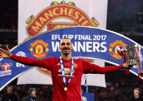 Ibrahimovic at Wembley in 2017 after United's League Cup final win against Southampton