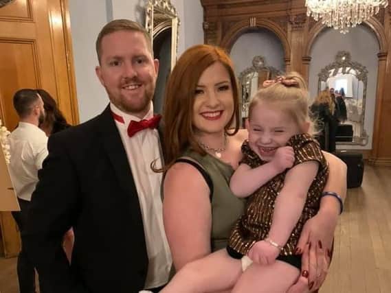 Hallie Campbell, six, at a race night at Haigh Hall Hotel with mum Lucy Campbell and her partner Barry Gumbley