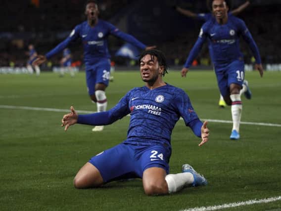 Reece James celebrates scoring for Chelsea against Ajax in the Champions League