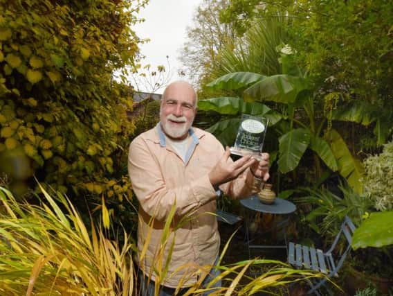 Frank Bowdler in his award-winning garden