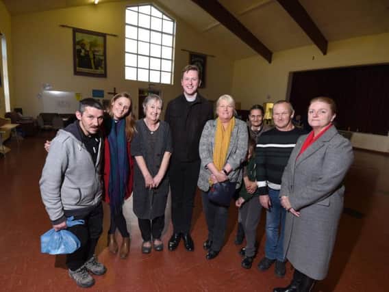Ann Fairhust, Father Philip Anderson, Rev Rachel Sheehan and Michelle Rimmer from Partners Foundation with members of the community. Partners have given 1m towards transforming the church to provide a nine bed supported accommodation for people who have come out of prison