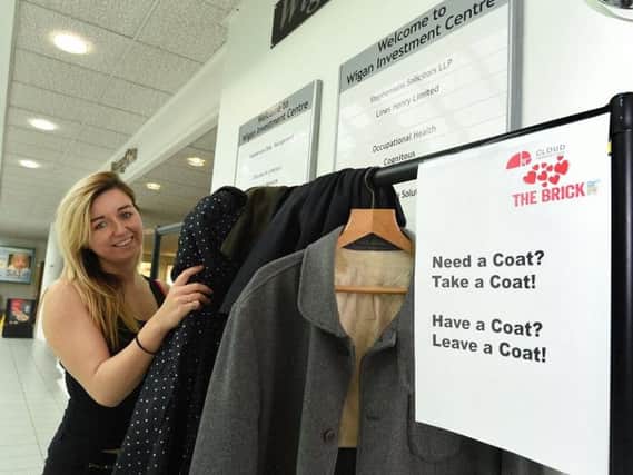 The Brick charity coat donation rail  at the Wigan Investment Centre