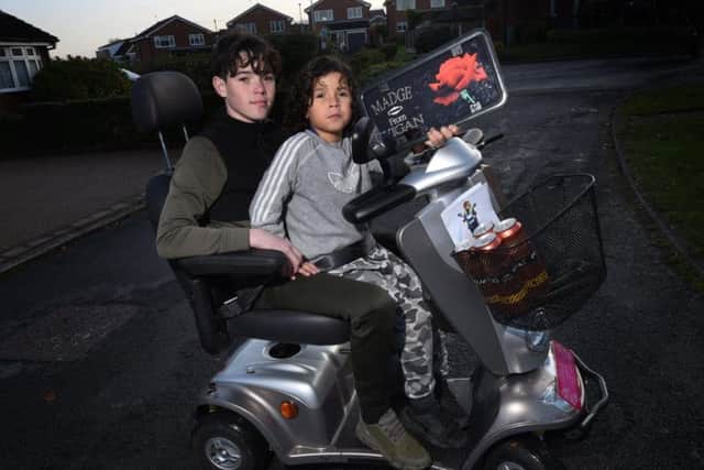 McKenzie Fisher, 12, rode his grandma Rita Cargill's mobility scooter at her funeral procession and had everyone laughing