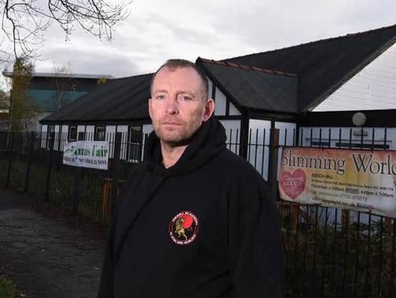Stuart Swalwell, who runs Orrell Ju Jitsu club, is unhappy after promotional banners have been stolen from outside St Annes church, and fears it may be rival clubs