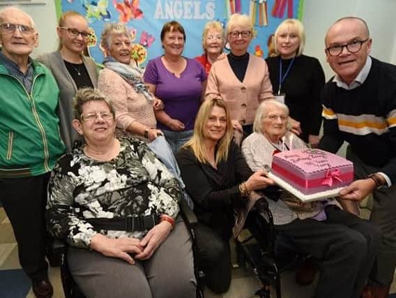Jenny Stockley celebrates her 100th birthday with family and friends at a party at the Queens Hall