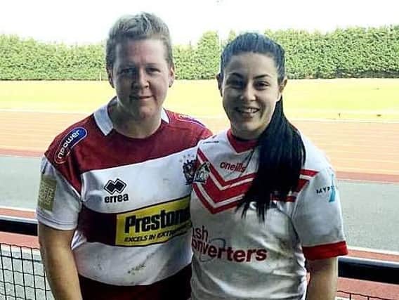 Gemma Walsh (left) who has left Wigan Warriors to join wife Emily Rudge at St Helens.