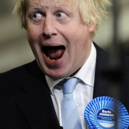 Mayor of London and prospective Conservative candidate for Uxbridge and South Ruislip, Boris Johnson, after winning the seat during the General Election count at Brunel University, London