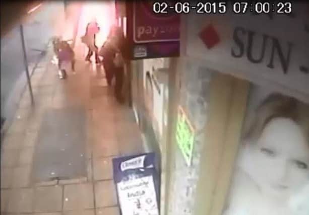 The explosion is captured on CCTV