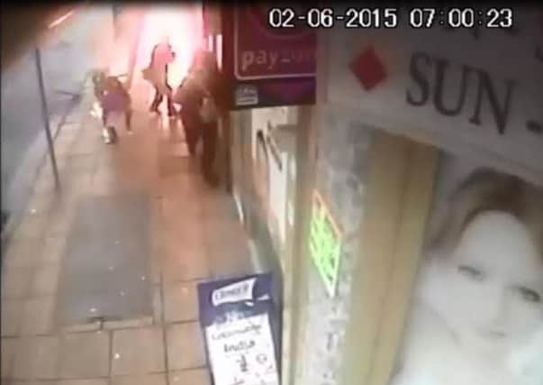 The explosion is captured on CCTV