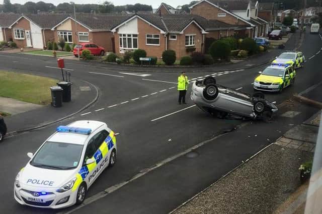 Lucky escape for motorist as car overturns