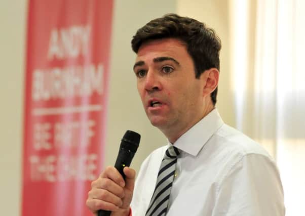 Labour Party leadership hopeful Andy Burnham addresses a hustings event at the LSV