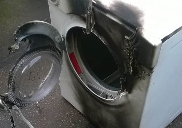 The White Knight tumble dryer which set alight