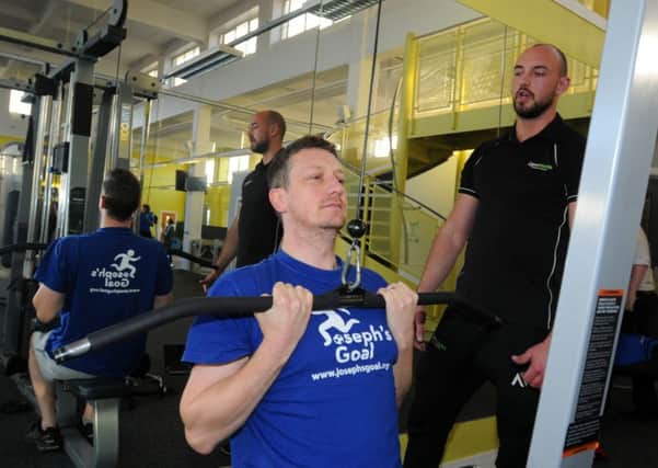 Paul Kendrick in the gym with personal trainer Ryan Garnett