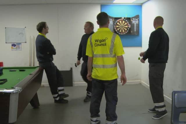 Bin men are allowed into the games room after they have finished their work - shown on Don't Blame the Council