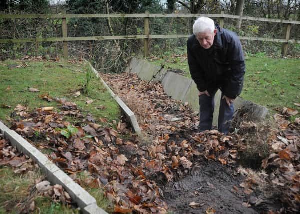 Councillor Jim Ellis investigates the drain
