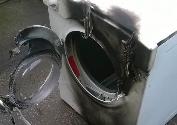 The White Knight tumble dryer which set alight