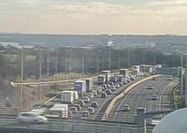 Traffic backs up at junction 27 of the M6