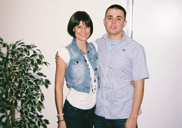 Jordan Cunliffe with his mum Janet on his 20th birthday in prison