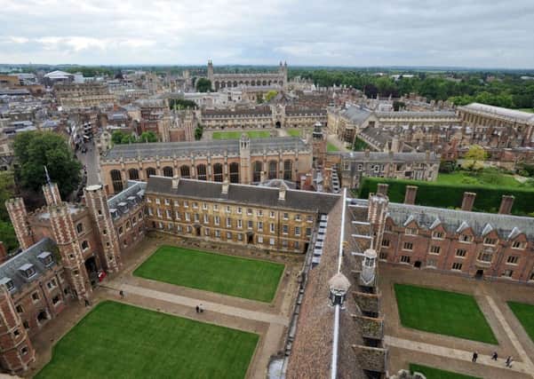 Cambridge University buildings, (front to back) the Grand Courtyard of St John's College, Trinity College, Senate House and the Old Schools, Gonville & Caius College and Kings College Chapel, which along with Oxford, admitted a smaller proportion of disadvantaged students last year than every other university in the country