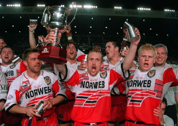 Shaun Edwards lifts the 1994 World Club Challenge silverware