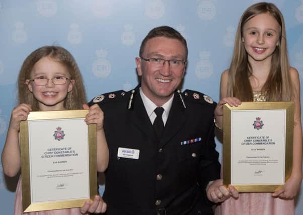 Eva Barber, Chief Constable Ian Hopkins and Lily Barber