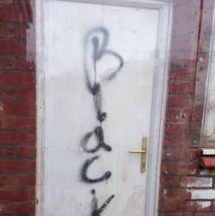 The racist vandalism sprayed on the new home of Patience Mabena