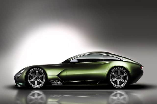 The new TVR car, as unveiled by owner Les Edgar, will be built in Wales
