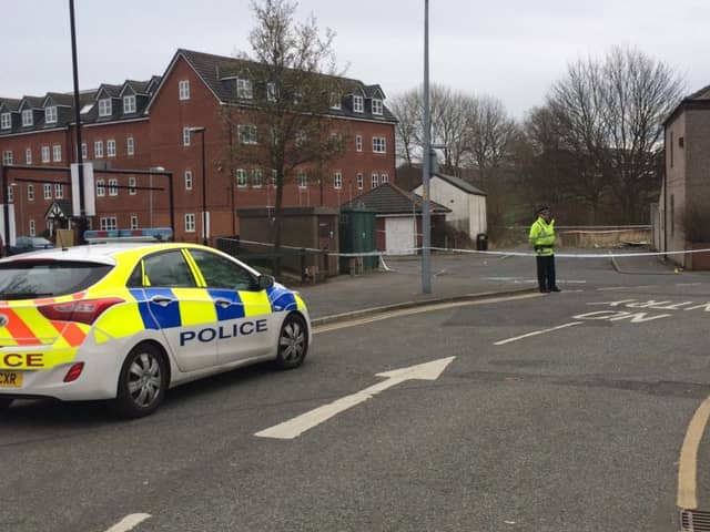 Templeton Road was taped off after the brawl and double stabbing