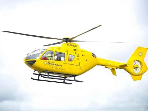 The man was taken by Air Ambulance