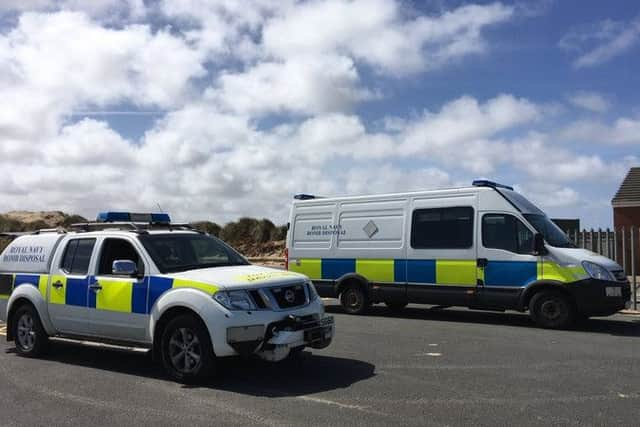 Royal Navy Bomb Disposal teams attended