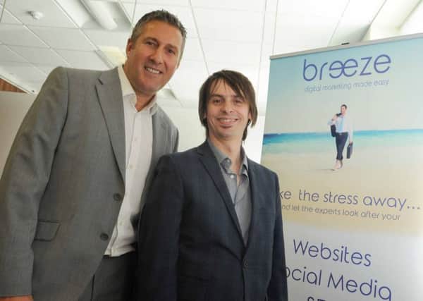 From left, Alisdair Lindley and business partner Anthony Critchley have set up a new company, Breeze, based at Allied House, Standishgate