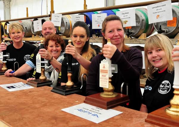 Bar staff at the ready at Wigan's first Reet Good Beer Festival