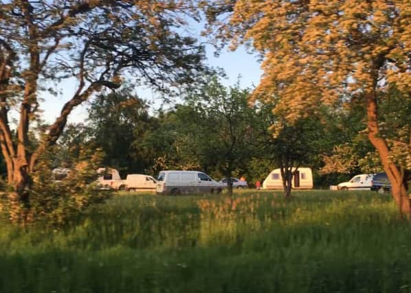 Travellers parked on the land known as The Orchard off Hesketh Meadow Lane in Lowton
