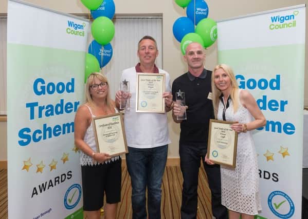 Winners of the Wigan and Leigh Good Trader of the Year Awards - Advanced Fencing & Gates and A & J Kitchens