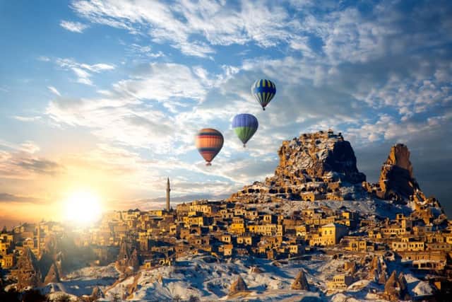 Hot-air balloons over Cappadocia, Turkey