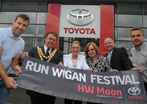 Joining Jack founder Andy Johnson, Mayor and Mayoress of Wigan Councillor Ron Conway and Janet Conway, Dorothy Moon car dealership managing director, general manager of car dealership Steven Mather and event organiser Matt Johnson
