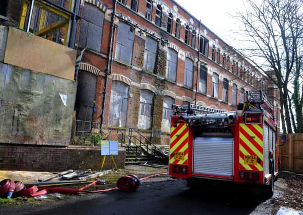 Firefighters at the scene of a fire at the former Pagefield College derelict building, Bridgeman Terrace