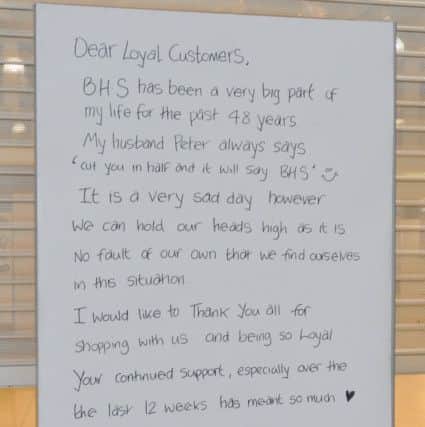 A sign from staff and management for shoppers to read