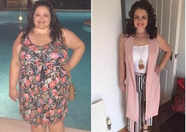 Ashleigh Warren before and after losing more than half her body weight