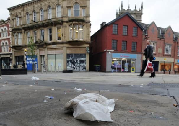 Litter in Wigan town centre:  Market Place