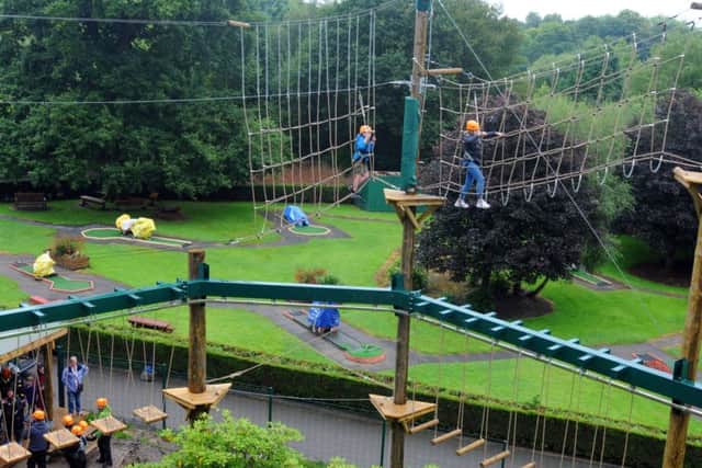 Fun for all the family as members of the public were invited to try out the new high ropes adventure course at Haigh Hall